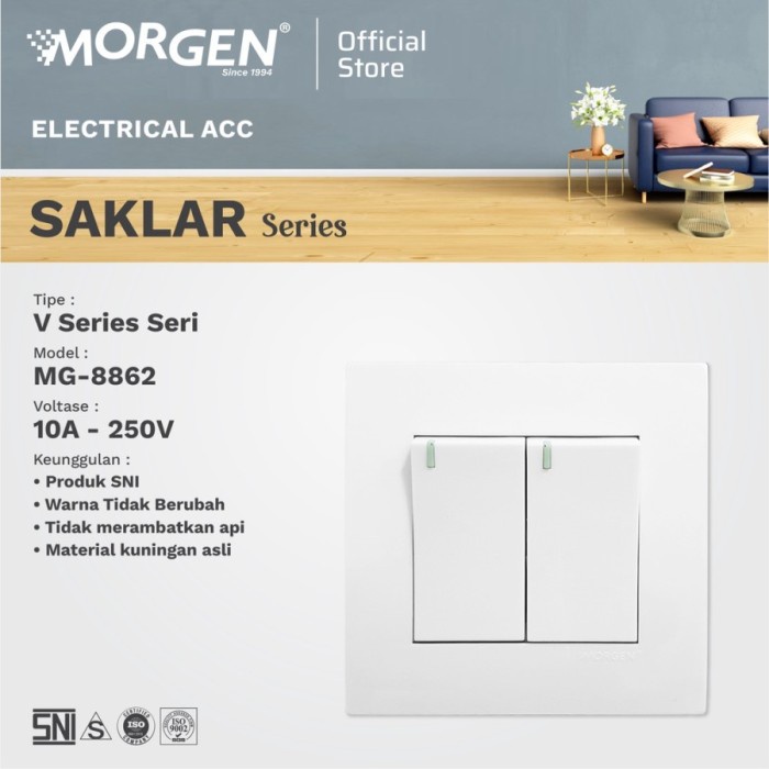 Morgen V series Saklar 2 Gang MG 8862 Premium SNI Bestprice