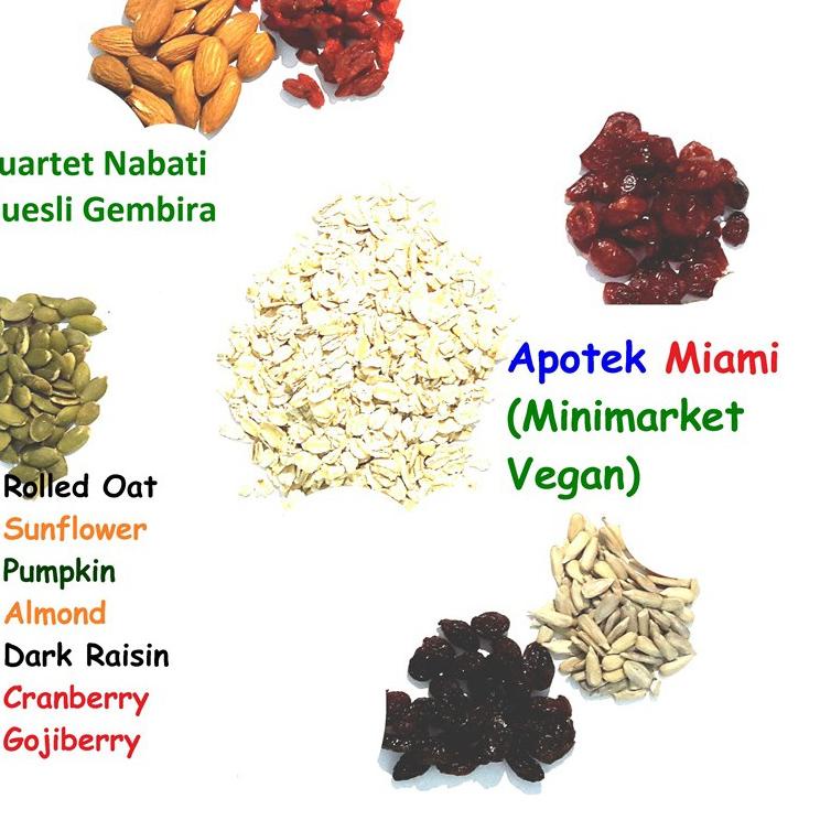

Ready Stock!! ATR-655 1000gr Muesli Gembira : rolled oat, sunflower, pumpkin, almond, dark raisin,