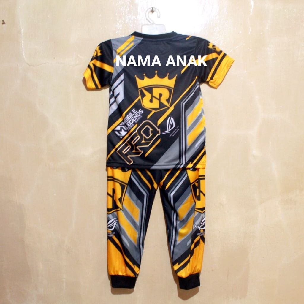 setelan jersey gaming mobile legend rrq lengan pendek celana panjang size 10-20