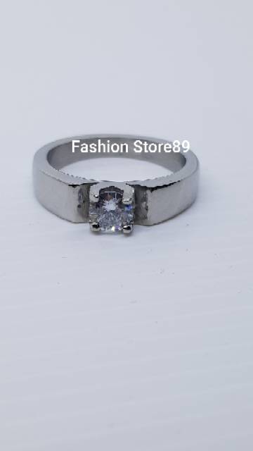 Cincin Titanium White gold nikah / cincin nikah permata antikarat Titanium gold &amp; white