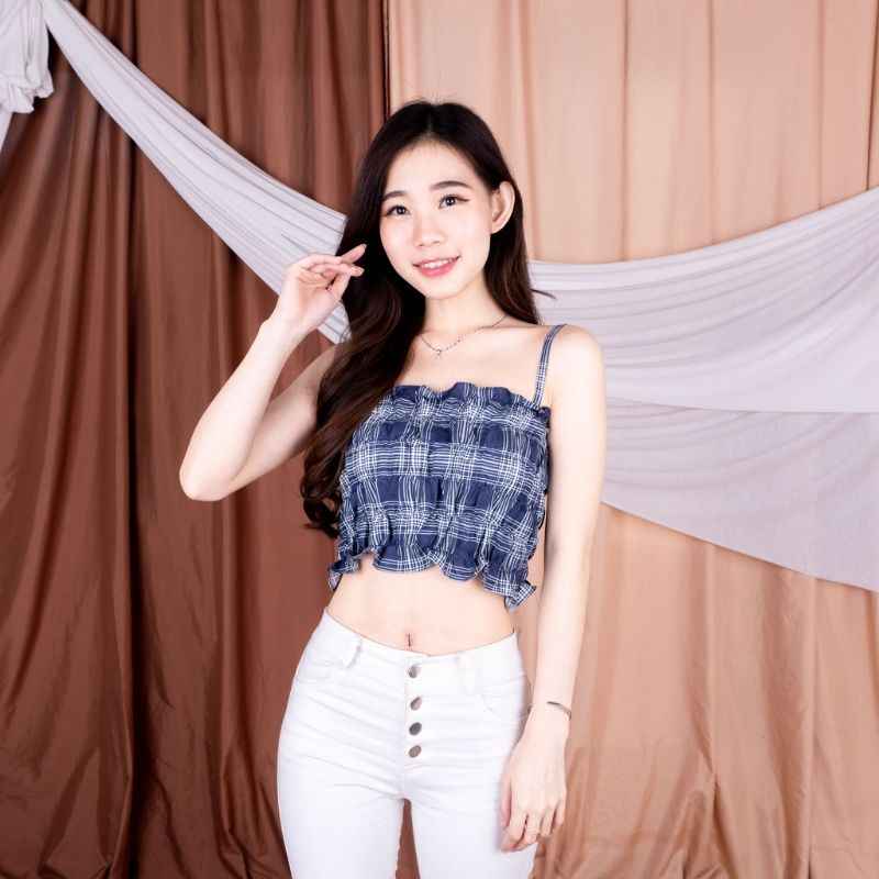 BGEMOY-Kemben Kerut Bisa Melar (Satu ukuran bisa untuk XL dan XXL) Tanktop Kerut Korea Crop Seksi Ke