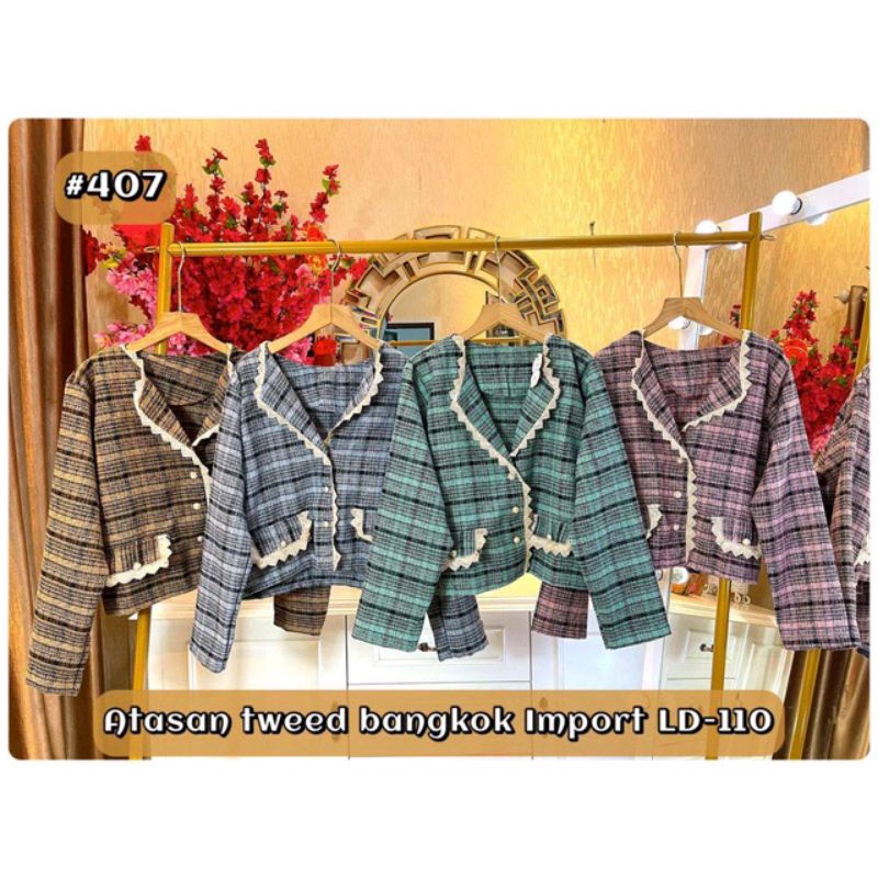 Atasan Blazer Crop Tweed Bangkok