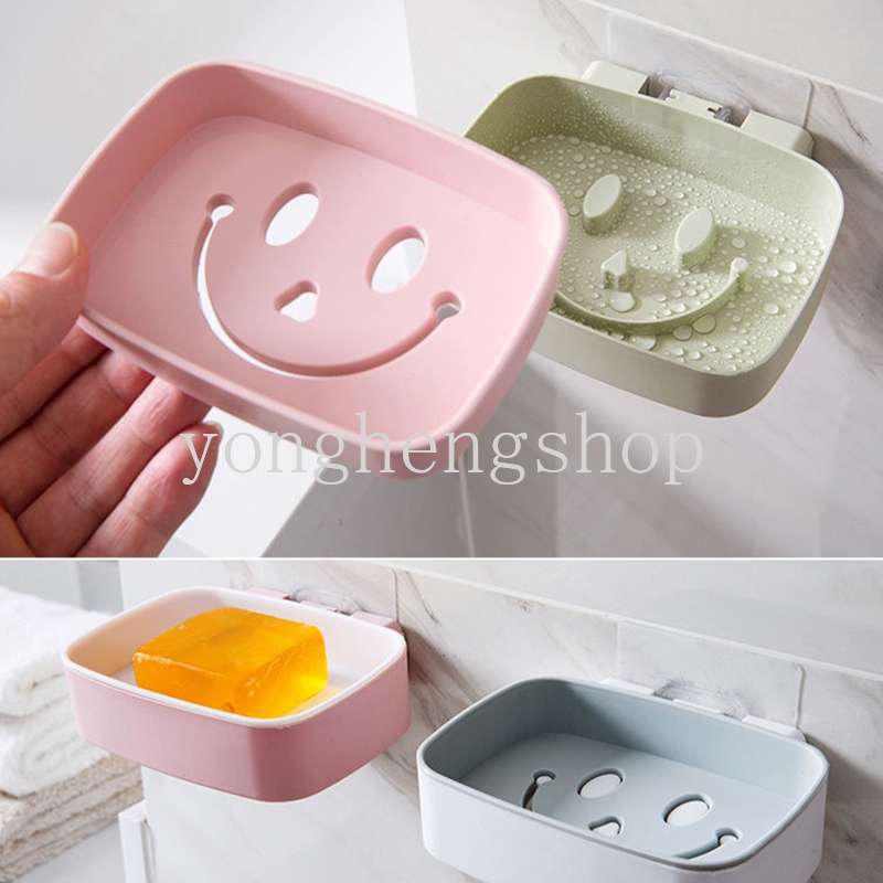 Rak Holder Sabun Dua Lapis Motif Kartun Wajah Tersenyum Untuk Kamar Mandi