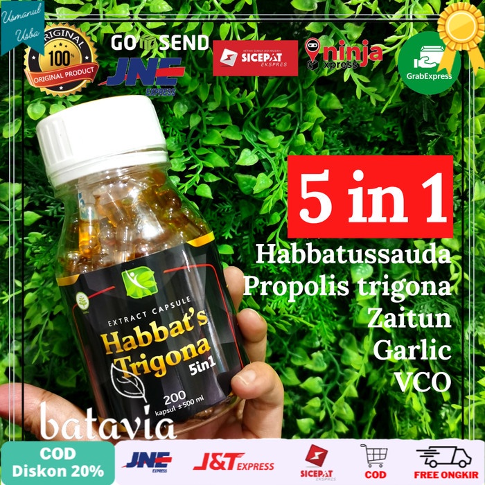 

❤COD❤ Habbats trigona 5 in 1 200 kapsul habbatussauda garlic trigona vco