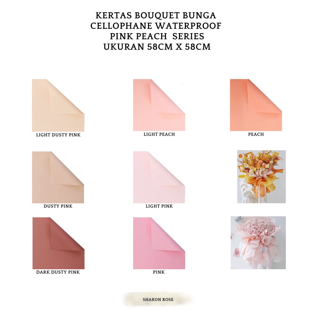

FLOWER WRAPPING / KERTAS BUKET BUNGA / FLOWER WRAP CELLOPHANE WATERPROOF / PLAIN PINK PEACH SERIES 0201