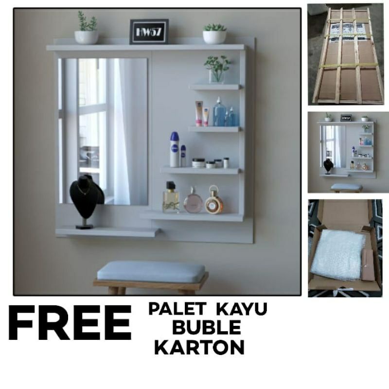 Meja Rias Cermin Rias Gantung Meja Rias Dinding Tempat Kosmetik rak Makeup Cermin Gantung 017