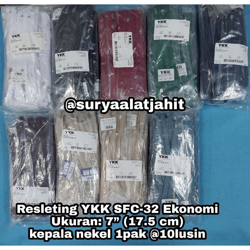 Resleting YKK Eko 7in/17.5cm SFC-32 @1pak =rp.112.500/10lsn