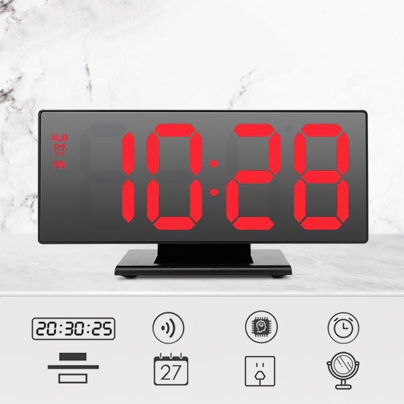 Jam Meja Digital Led Weker / Digital Alarm Clock Mirror DS-3618L RED