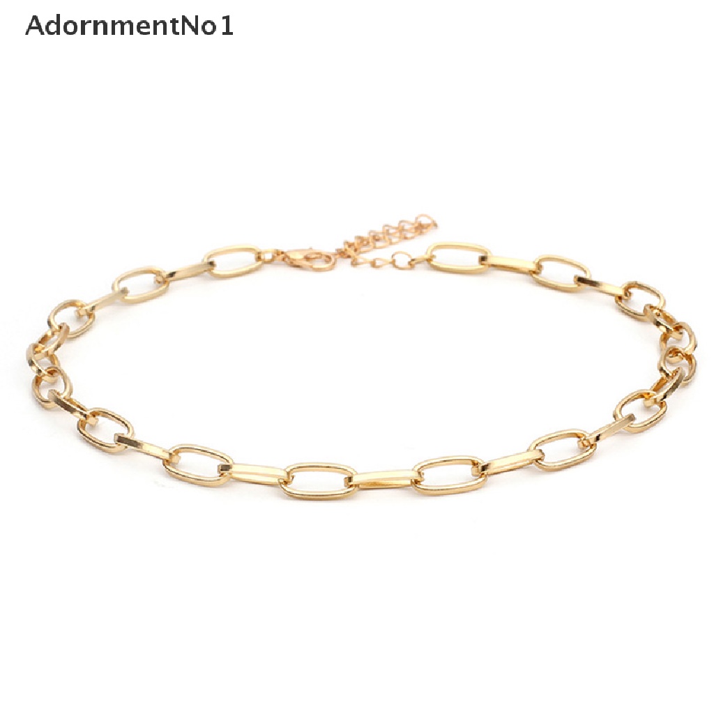 (AdornmentNo1) Kalung Choker Rantai Gaya Punk Vintage Warna Gold / Silver Untuk Perhiasan Wanita