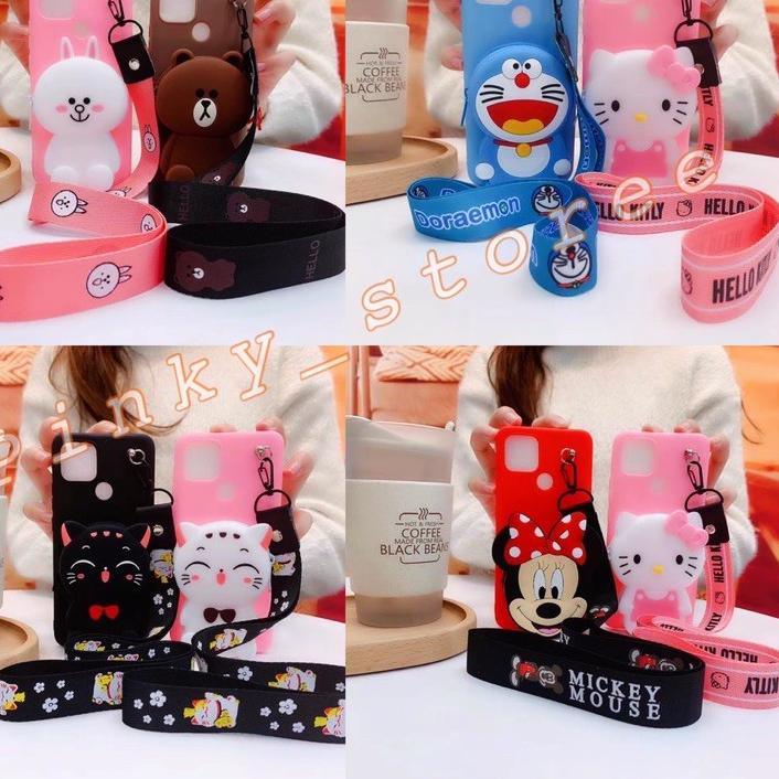 Terlaris Oppo A33 2020/ A53/ A37/ A37F/ A39/ A57/ F1S/ F3/ F5/ F9/ Case Karakter Dompet Koin + Tali 