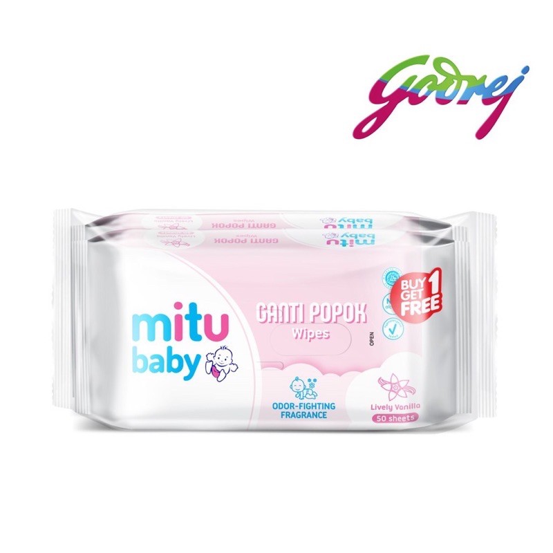 Mitu Baby Wipe Ganti Popok 50sheets (Buy 1 Get 1 Free) / Tissue Basah Bayi