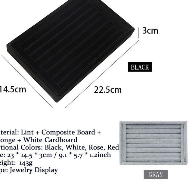 Ready stock ✵➳ Kotak Display / Nampan pajangan cincin bludru/kotak wadah cincin - Abu-abu newarrival