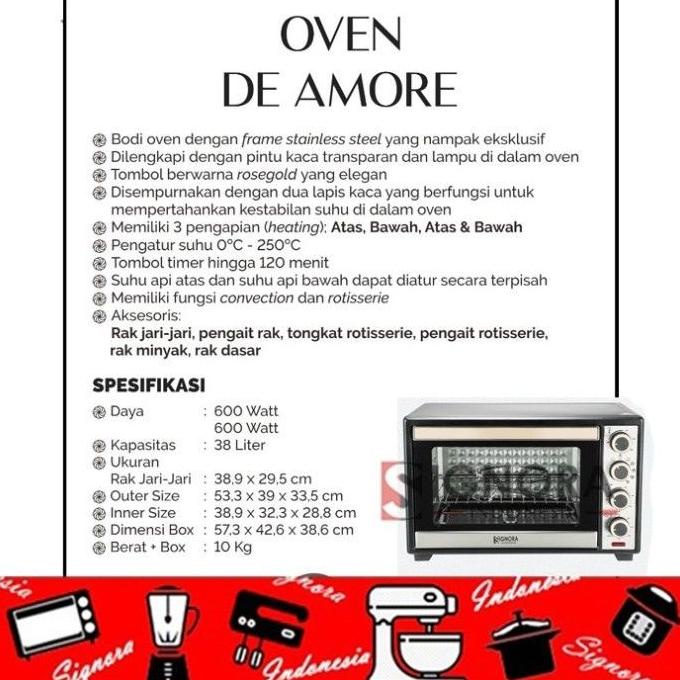 Signora DE AMORE Oven 38 liter + Free Gift