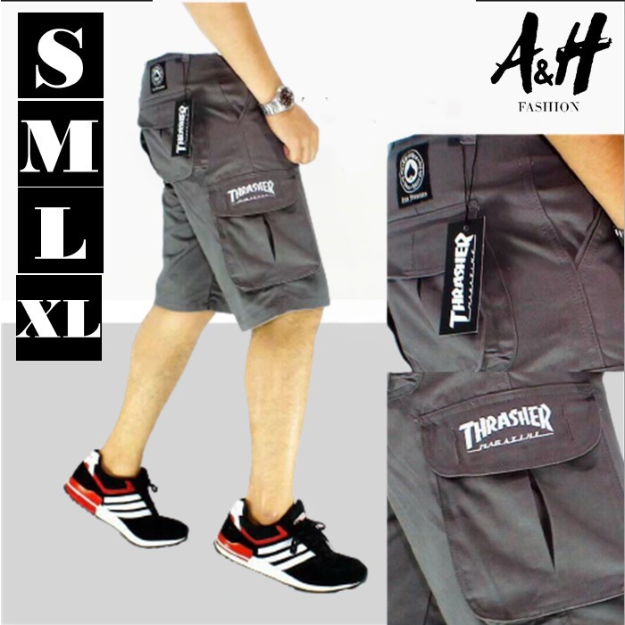 Celana Pendek Pria Cargo THRASHER Celana Distro Cowok Original Kanvas Size 28-34 S-M-L-XL Termurah