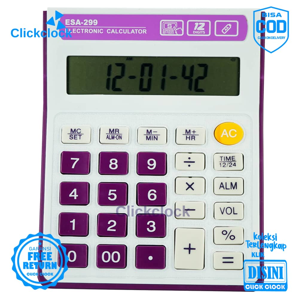 Kalkulator Basic ATK Minimalist Hijau, Biru, Ungu Esa 299 Murah Awet