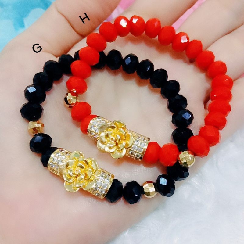 Gelang Kristal Mawar Pipa Emas - Perhiasan Lapis Emas