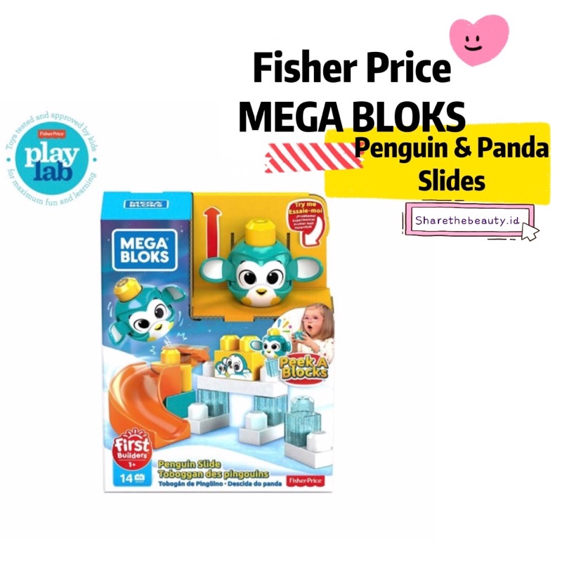 Mega Bloks Peek a Block Penguin / Panda Slide - Mainan Balok Susun
