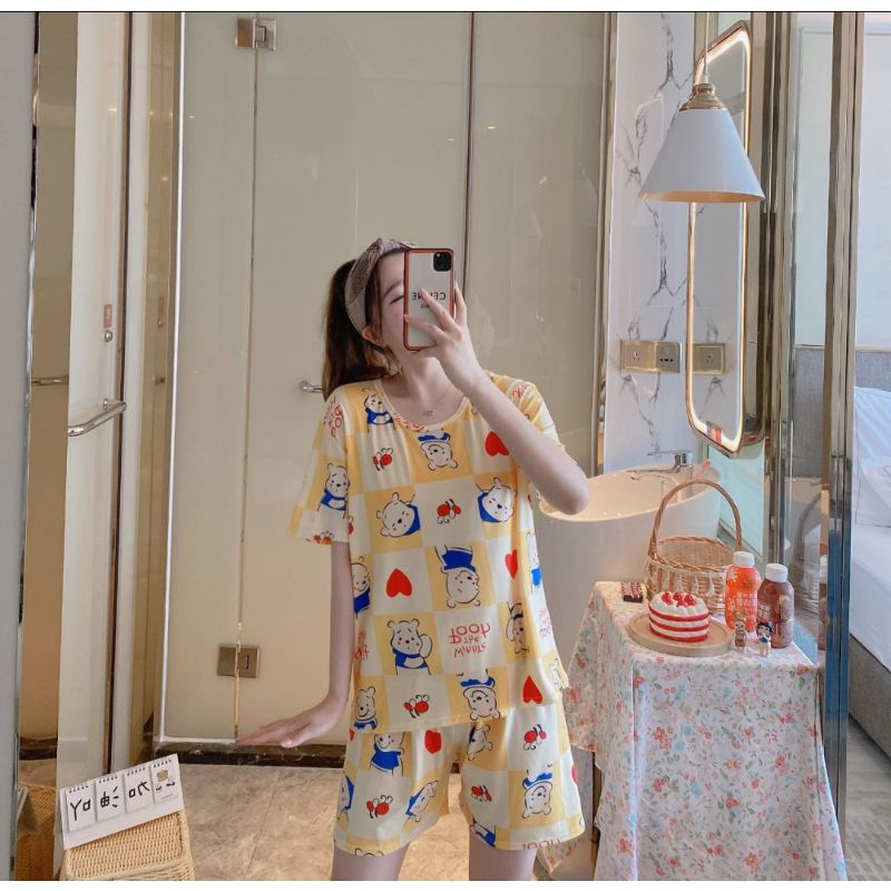 NEW SET PIYAMA IMPORT / SLEEPWEAR / BAJU TIDUR MURAH-Set Winnie the pooh