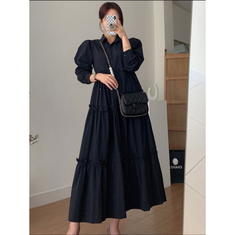 MDLV ~ 99370 LEWISIA BABYDOLL DRESS KOREA TERBARU LONG DRESS MAXI DRESS MUSLIM FASHION MUSLIM IMPORT