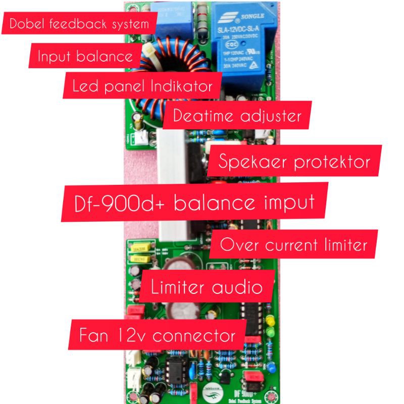 Amplifier Df-900d+  balance limiter ocp speaker protek led Indikator