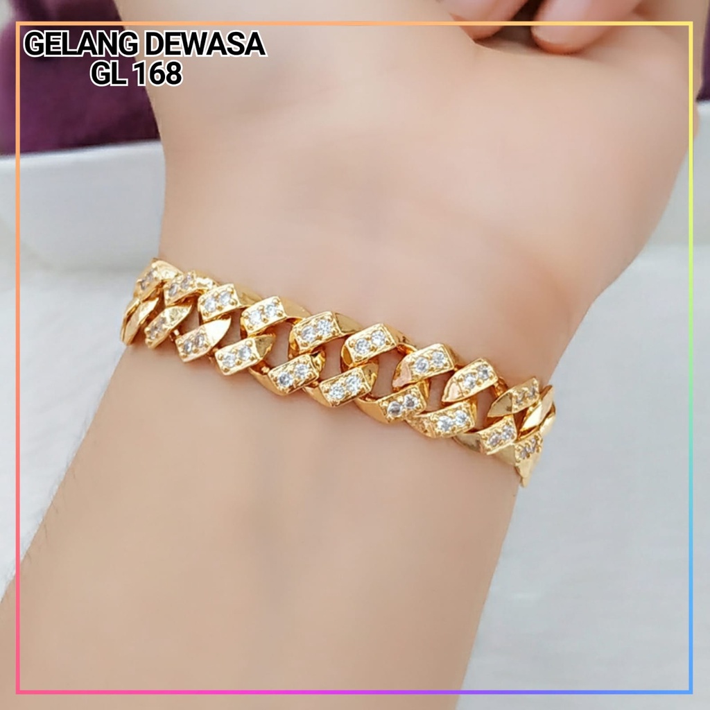 Gelang xuping gelang dewasa rantai sisik naga permata tengah cantik perhiasan gelang wanita lapis emas gold GL 168