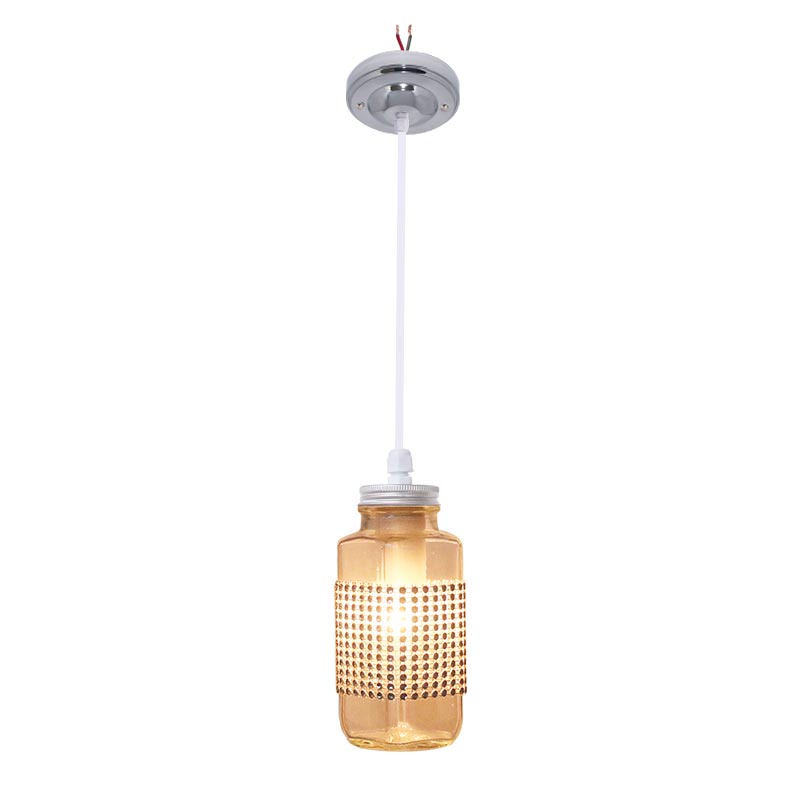 EELIC LHG-202 Lampu hias gantung botol kaca dengan hiasan diamond tikar gosok + 1 buah lampu bohlam 