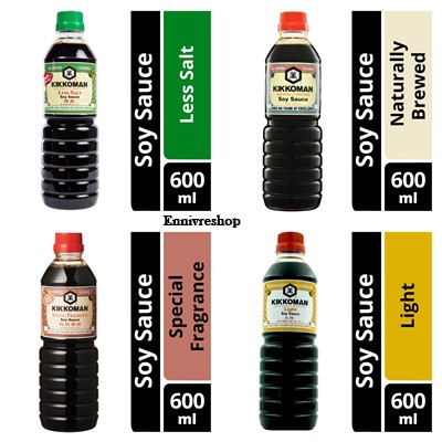 

Kikkoman Soy Sauce 600ml (Naturally Brewed, Less Salt, Light, Special Fragrance)