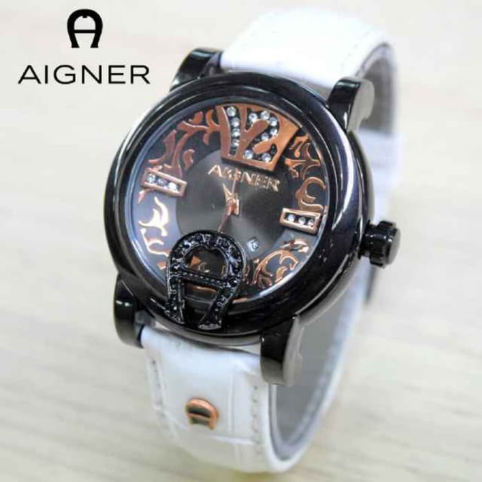 Promo Jam Tangan Wanita   Cewek Aigner Batik Polos Dial Hitam