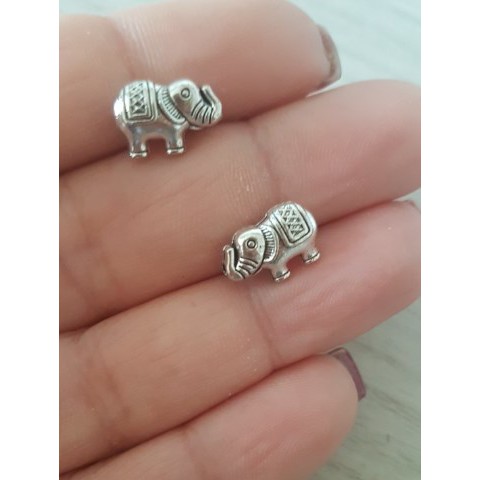 20Pcs Manik-Manik Antik Bentuk Gajah Lapis Silver Untuk Membuat Perhiasan