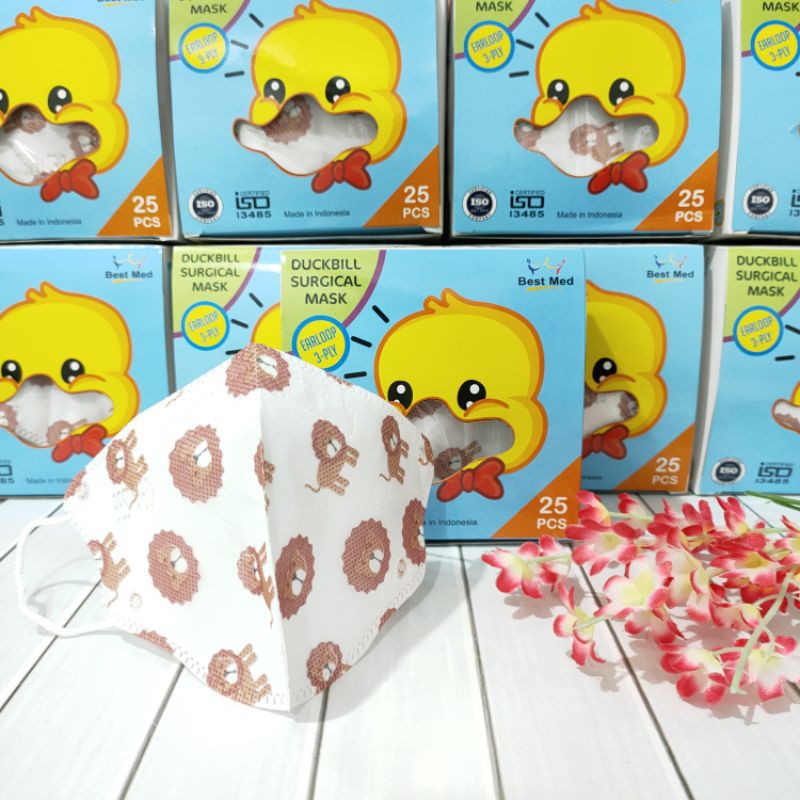 Masker Anak 3 Ply Duckbill Surgical Mask BESTMED - Kids Earloop Box isi 25 Pcs