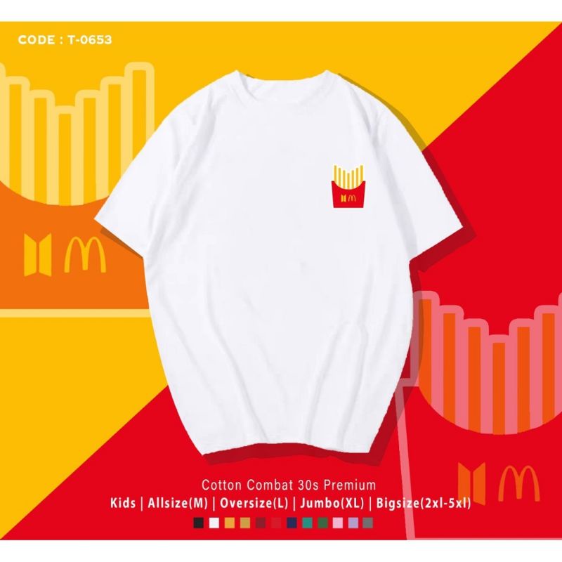 LIMITED EDITION//T-SHIRT KAOS BTS X MCD FRENCH FRIED OVERSIZE/BTS MEAL MCD