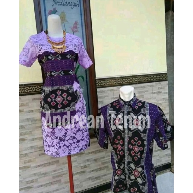 Couple tenun kombinasi brokat ungu