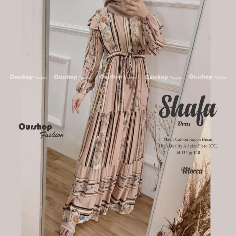 (COD) Shafa Dress Catoon Rayon Busui Gamis Murah buat cewek tampil cantik keren by Ourshop