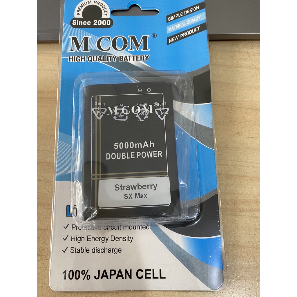 5000mah - Baterai MCOM Stawberry / SX MAX - DOUBLE PORWER - Baterai Batre Batere Batrei Battre Batra