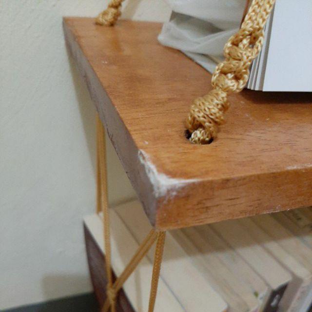 Rak Dinding Gantung Minimalis 2 Susun Natural Tali Coklat