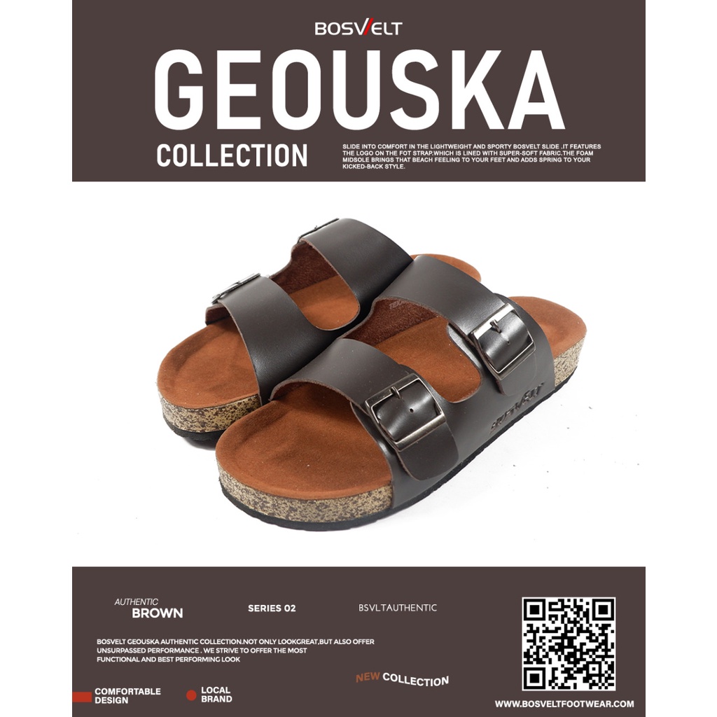 Sandal Pria Premium Karet Bosvelt Geouska 02 Brown