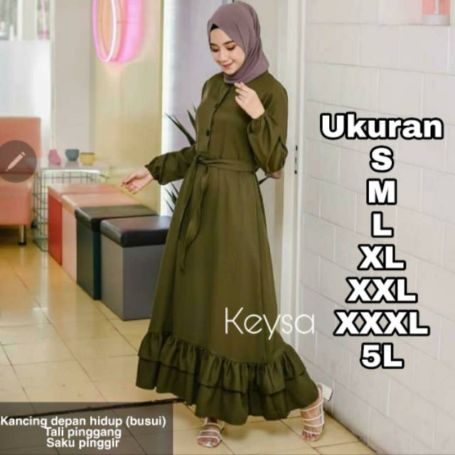 Keysa Dress - UKURAN S M L XL XXL XXXL 5L - BAJU GAMIS JUMBO - DRESS BIG SIZE - GAMIS MUSLIMAH