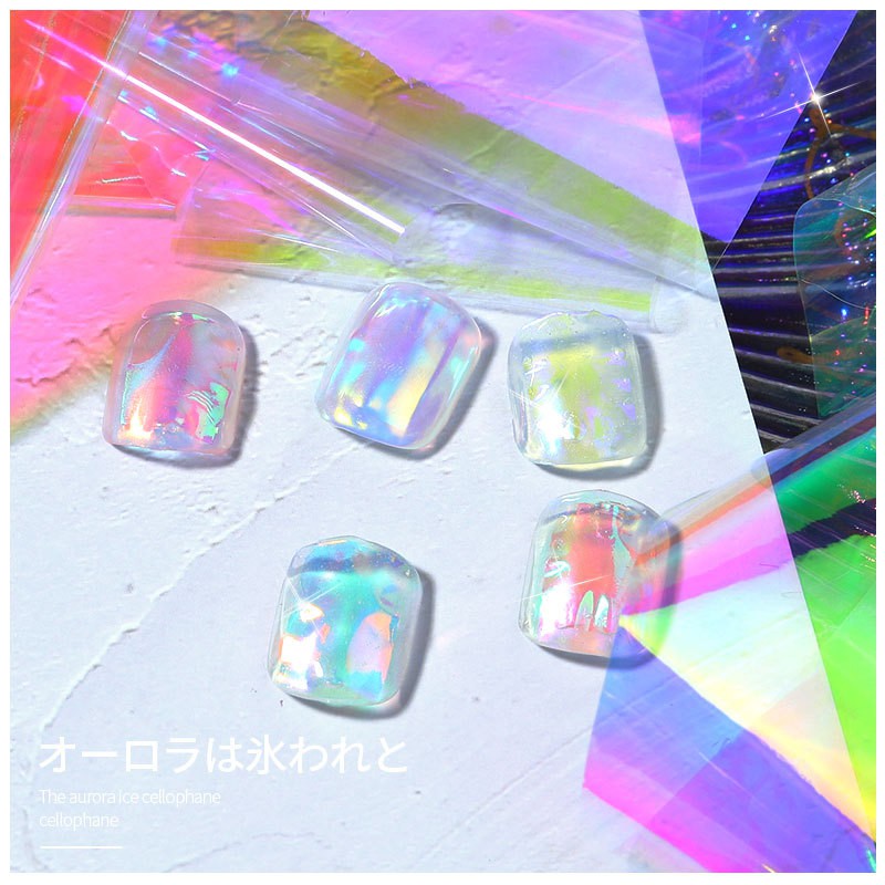 Aurora Broken Glass Foils Nail Foil Decoration  / Transfer Foil Aurora Sticker Nail Art / Glass Foil