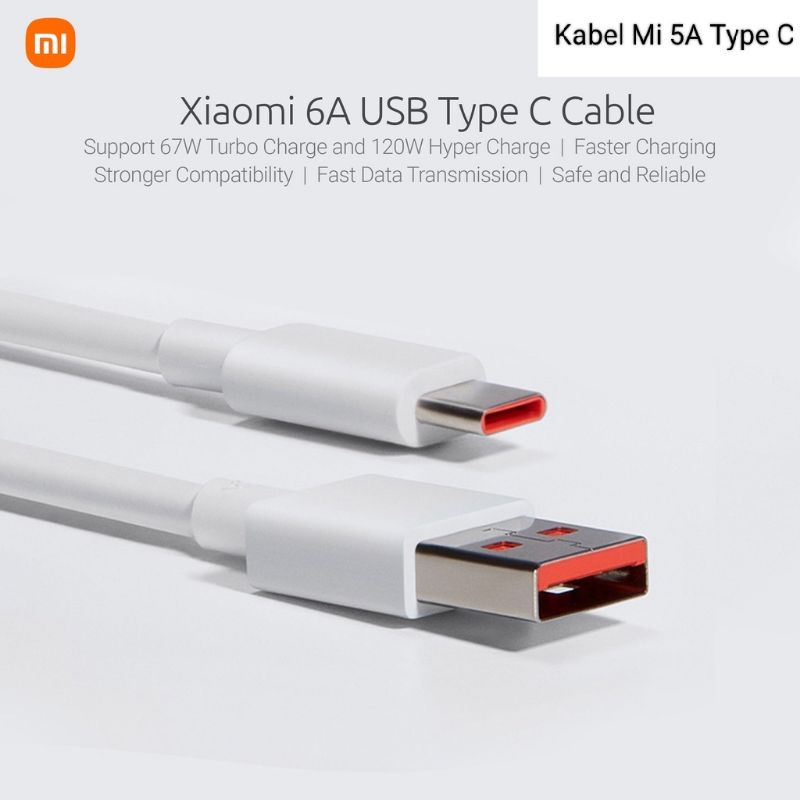 Kabel Data Xiaomi Type C ORIGINAL TURBO FAST CHARGING Mendukung Hingga 120W