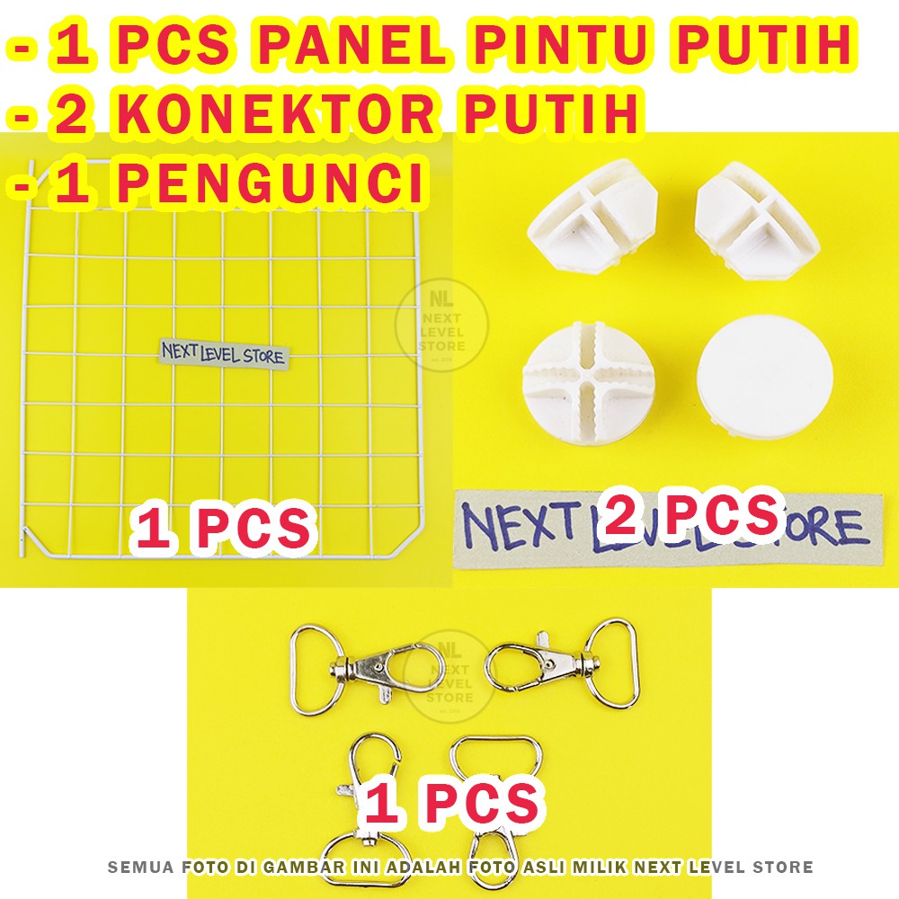 DIY Panel Pagar Kandang 35x35cm Anjing Kucing Kelinci Kura Lemari Rak Sepatu Tanaman - Pilih di VARIASI-PintuPutih+2Konektor