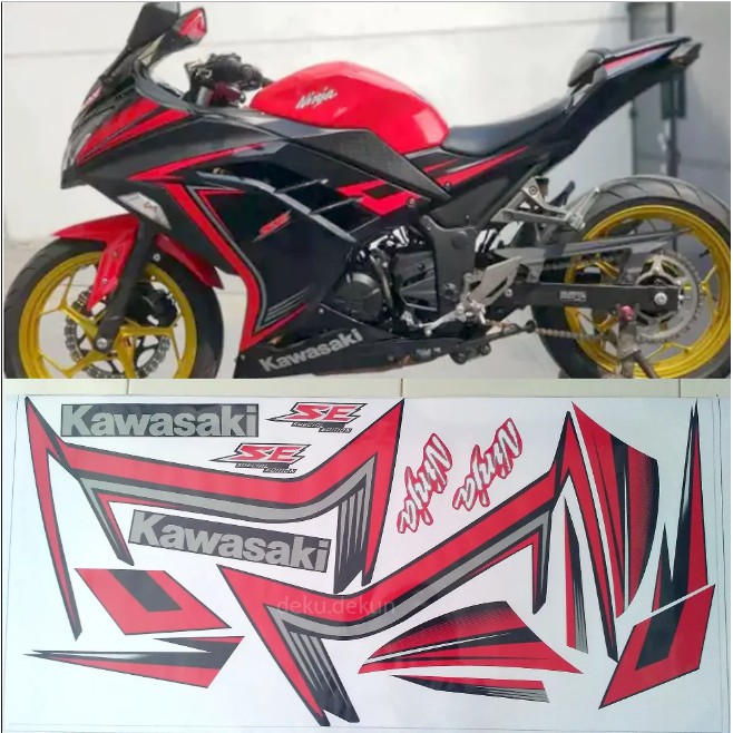 Stiker Striping  Ninja  250  fi  se Merah  Hitam  printing COD 