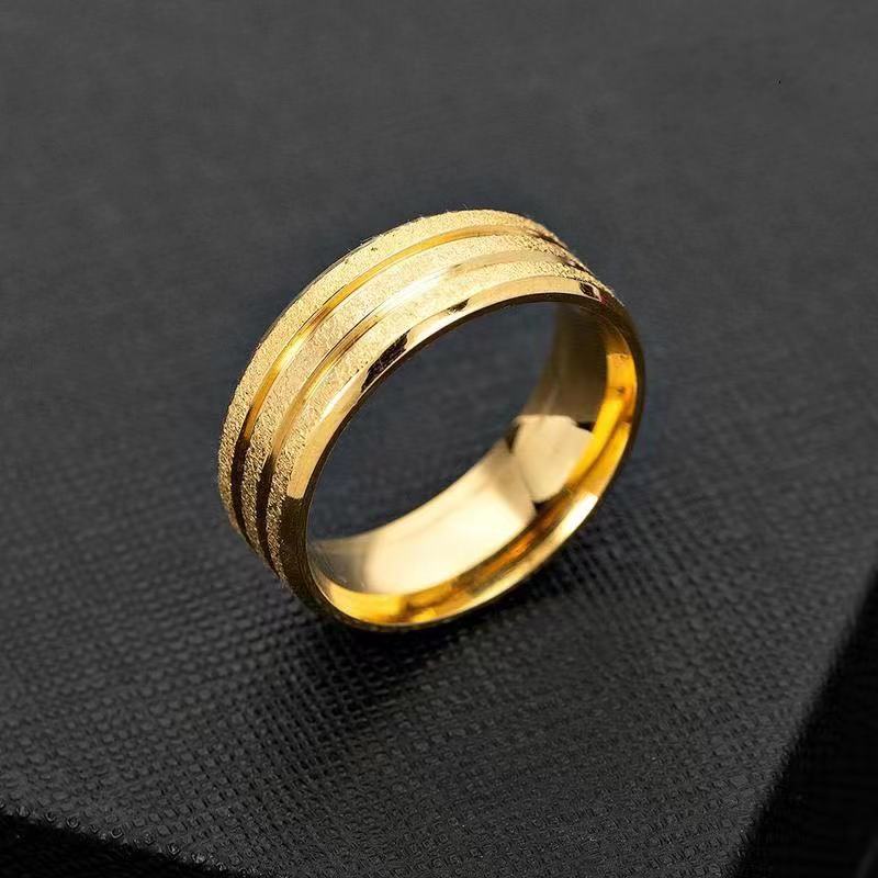 (Hello Girl)J03 Cincin Titanium Warna Emas Rantai Wanita dan Pria Glamor Import