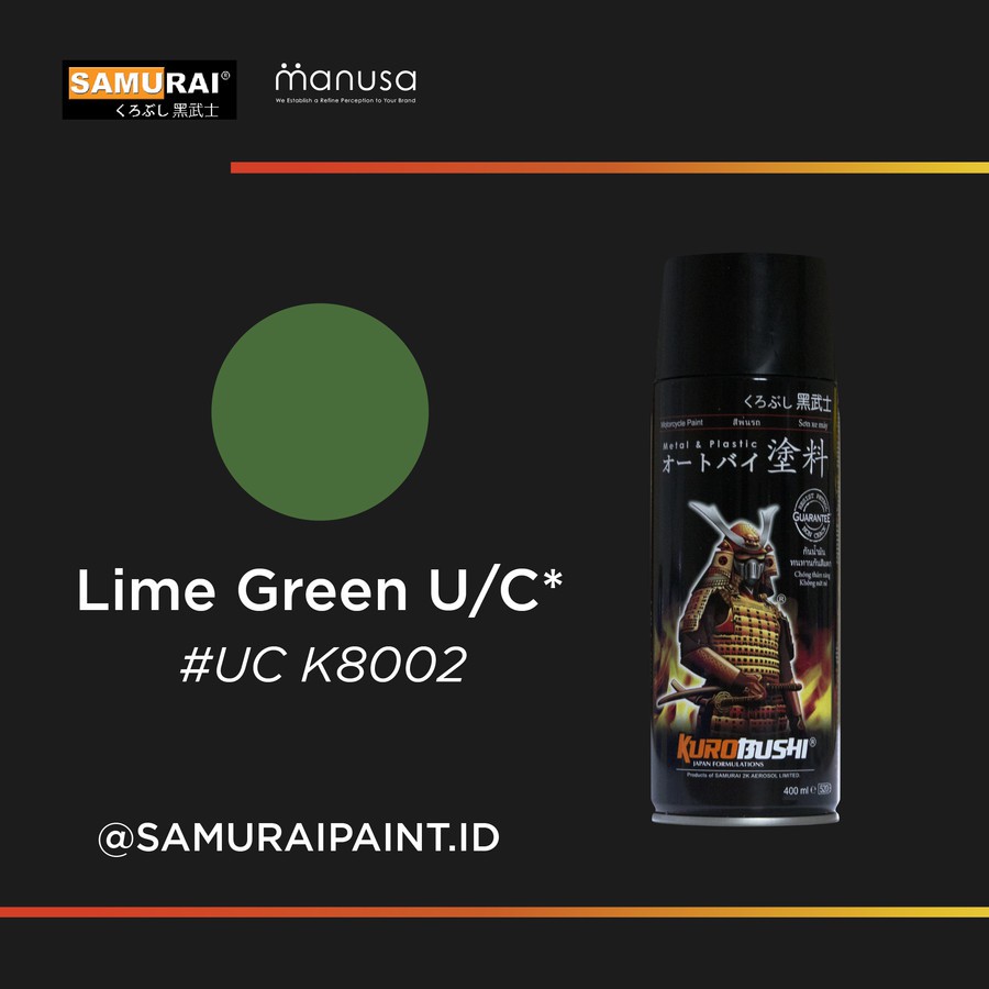 (UnderCoat) UCK8002 Lime Green - SAMURAI PAINT Cat semprot/Pilox