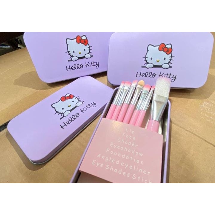 BRUSHSET MAKE UP BRUSH KUAS TABUNG Kaleng HELLO KITTY 7in1 Makeup