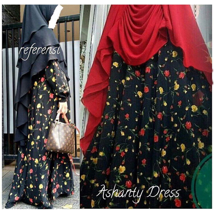 Baju dress Ashanty Black GZ gamis wanita monalisa hitam murah