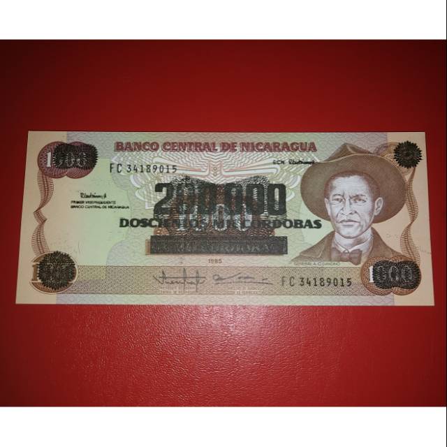 Uang Asing Nicaragua 1000 Cetak Tindih Jadi 200000 Mil BCN