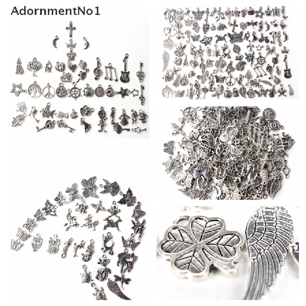 (AdornmentNo1) 100pcs / Lot Liontin Silver Tibet Campur Untuk DIY Perhiasan