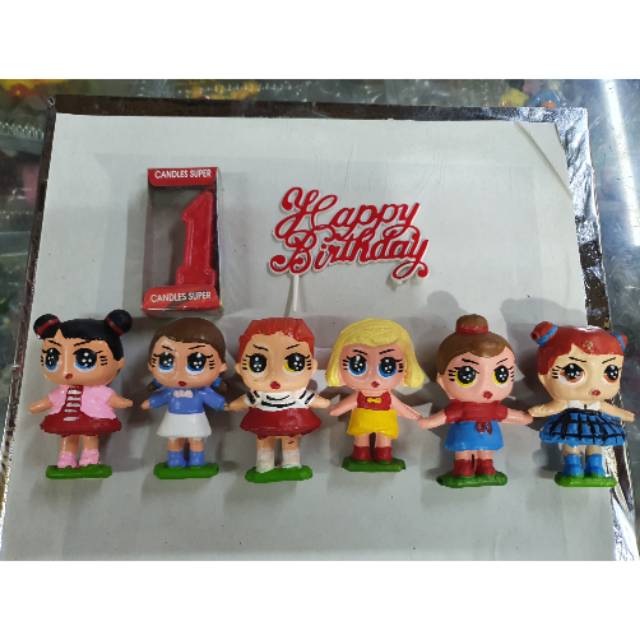 

1 set mainan LOL isi 6 biji(7cm)+(lilin angka+HBD)hiasan kue tart RP.38000