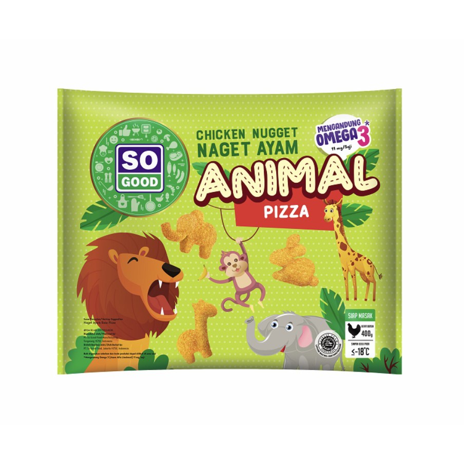 

SO GOOD ANIMAL RASA PIZZA 400 GR / NAGET ANIMAL