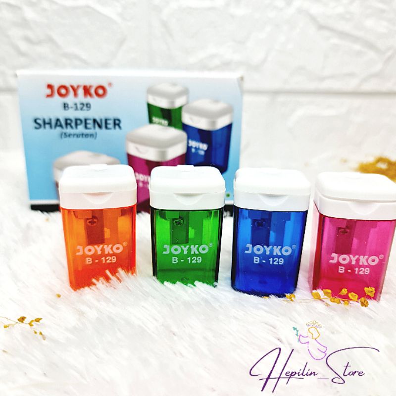 

Rautan Serut 1 lubang Joyko B-129 / Joyko Sharpener Warna Warni Ecer / Ongotan Joyko